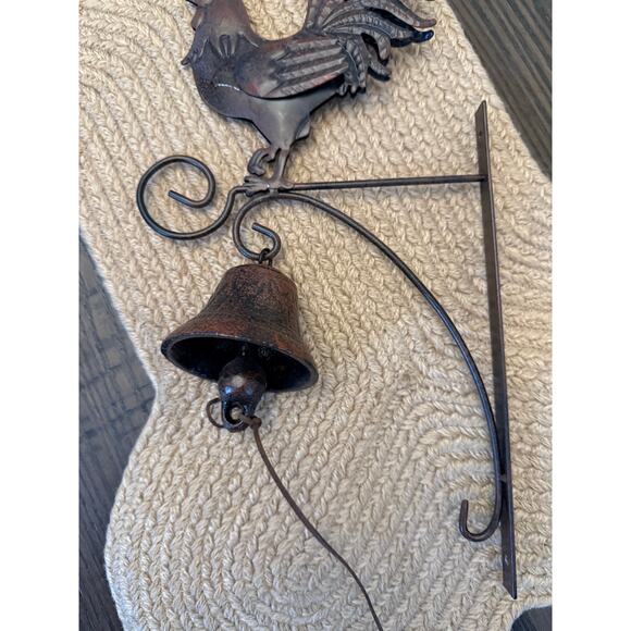 Solid Cast Iron Echoing Bell with Large Rooster on Top - Picture 5 of 8